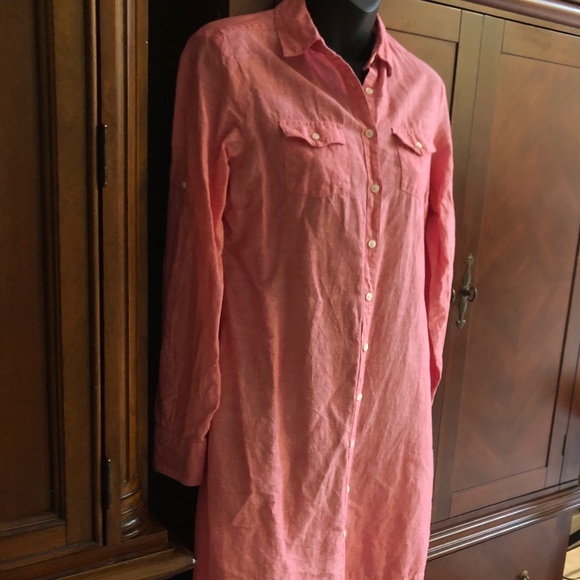 Brook’s Brothers size 4 Linen Button Down Dress in pink - Picture 5 of 12